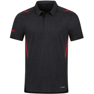 JAKO Herren Poloshirt Challenge, Schwarz-Meliert/Rot, 4XL