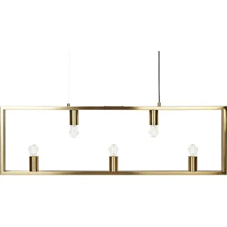 BELIANI Hängeleuchte Messingfarbend Metall 5-Flammig Glühbirnen-Optik Rechteckig Geometrisch Industrieller Stil Wohnzimmer Esszimmer - Gold
