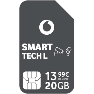 Vodafone Smart Tech L, 20GB Daten, für smarte Geräten, LTE 4G/5G Sicherheitskameras, Arlo Go, Reolink (Nicht für Smartphones, Tablets, Keine Sprachanrufe) ABO 24 Monate Laufzeit, IoT, M2M SIM