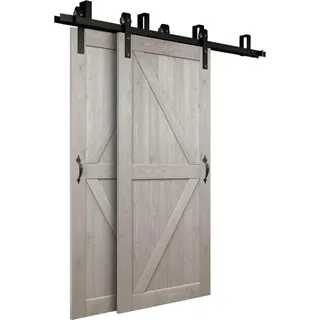 HOME DELUXE - Doppelholzschiebetür SOLIA - Kiefernholz - 205 x 105 cm, inkl. Gleitschiene und Rollen I Holztür Wohnungstür Innentür - Braun