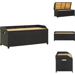vidaXL Sitzbank mit Stauraum 120 cm Poly Rattan Schwarz - Gartenbänke - Schwarz