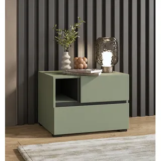 OTTO home Nachtkommode »Cross, moderner griffloser Nachtschrank« Nachttisch, Nachtkonsole mit 2 Schubladen, grün