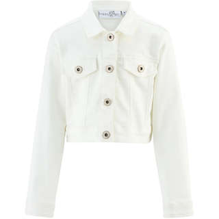 Jeansjacke HAPPY GIRLS, Mädchen, Gr. 170, beige (ecru), Denim/Jeans, Obermaterial: 98% Baumwolle, 2% Elasthan, unifarben, regular fit taillenbedeckt, 1-Knopf-Manschette mit Schlitz, Jacken Jeansjacke, mit tollen Blütenstickereien