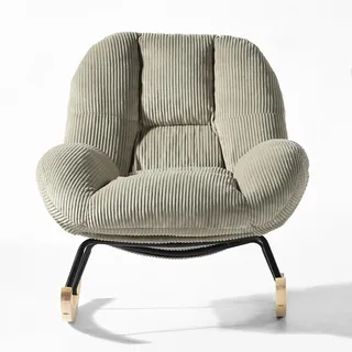 Meuble Cosy Schaukelstuhl, skandinavisch, Schaukelstuhl aus Cordsamt, Schaukelstuhl, Stillstuhl, Füße aus Hevea-Holz, für Wohnzimmer, Schlafzimmer, Grau