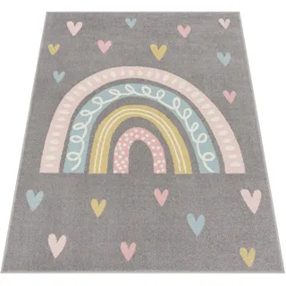 Paco Home "Nino 887", rechteckig 13 mm Höhe Kurzflor, Spielteppich, Motiv Regenbogen & Herzen, Kinderzimmer,