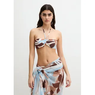 Bandeau-Bikini-Top MARC O'POLO "Breezy Leaf AOP", Damen, Gr. L, N-Gr, braun (breezy leaf print), Obermaterial: 84% Polyamid, 16% Elasthan, Bikini-Oberteile Bandeau-Bikini-Top