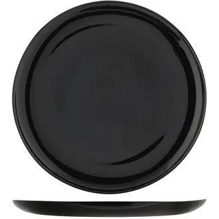 H&H H+H - 6er Set Pizzateller, Premiere, Mehrzweckteller, Tischausstattung, Besondere Gerichte, Appetithappen, Opal, Schwarz, Durchmesser 32 cm