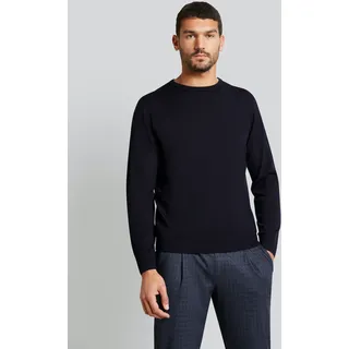 Rundhalspullover BUGATTI, Herren, Gr. XXL, blau (marine), 100% Wolle, regular fit, Rundhals, Rippbündchen, Pullover Rundhalspullover, aus feiner Merinowolle