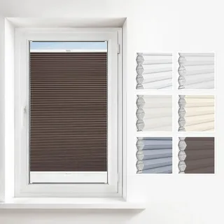 Estika Wabenplissee mit Bohren nach Maß Verdunkelung und Thermo-Plissee für Fenster in verschiedenen Breiten (30-129 cm) und Höhen (50-149 cm) Waben erhältlich mit Montagezubehör