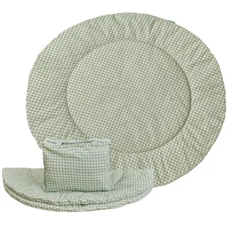 molis&co - Krabbeldecke Runder für Baby 100x5 cm - 100% Baumwolle (OEKO-TEX) - Spielmatte Baby Multifunktional, Dick & weich gepolstert - Ideal als Babydecke & Spieldecke Baby - Mint Tea