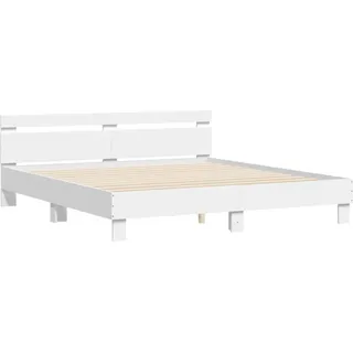 vidaXL Bettgestell mit Kopfteil Weiß 160x200 cm Holzwerkstoff - Weiß