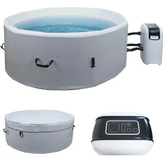 Whirlpool HWC-N97, 5 Personen, In-/Outdoor heizbar aufblasbar Pumpe Dropstitch-Gewebe, rund Ø180cm grau-weiß