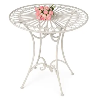 Gartentisch Weiss Tisch Shabby Chic Metalltisch Rund Eisentisch Balkontisch