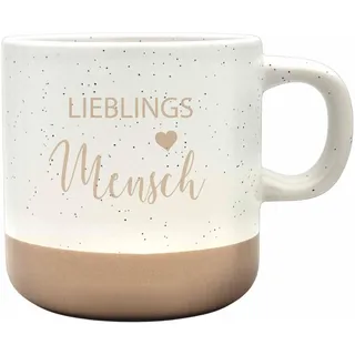 Steingut-Tasse 'LIEBLINGSMENSCH' Keramik Kaffeetasse Teetasse I Spülmaschinenfest I Mikrowellenfest I 360 ml I Rustikales Design I Geschenk