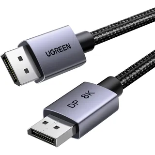 UGREEN Kabel Displayport 1.4 Ugreen DP120 8K/60Hz mit geflochtenes 2m, Schwarz-grau