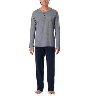 Schiesser Herren Schlafanzug lang Pyjamaset, Blau 800, 54