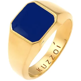 KUZZOI Ring Herren Siegelring Emaille Blau Basic 925 Silber, Gr. 66, gold, Fingerringe, Herren, 66, ohne Stein, Silber 925 (Sterlingsilber), 11mm, Siegelring