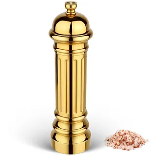 Aurevit Metall-Salzmühle, Hochwertiger Salt Grinder mit einstellbarem Mahlgrad, Edelstahl 316L, nachfüllbar (Gold)