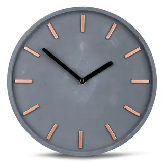 levandeo Hochwertige Beton-Uhr Wanduhr in Grau Kupfer ca. 30cm rund Moderne Wanddeko Designer Uhr