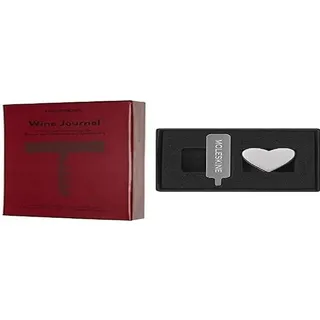 Moleskine Wine Journal Herz Notizbuch Pin, Hardcover-Notizbuch 13x21cm zum Organisieren von Wein 13x21cm, Silberfarbene Herz-Nadel, Personalisierte Geschenkideen