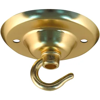 ElekTek Deckenrosette Durchmesser 75 mm mit Haken Metallausführungen Pulverlackierungen + Passende Schrauben. Für Deckenhängeleuchten und Kronleuchter Messing