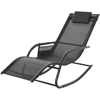 Outsunny Schaukelstuhl, Metall, Mesh, Schwarz+Hellgrau, 150 x 62 x 88 cm , 62x88x150 cm , Gartenmöbel, Gartenliegen, Liegestühle