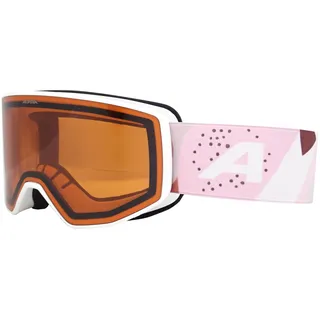 ALPINA Venet - Hochwerte Skibrille für Damen und Herren, optimale Passform, ideal für Brillenträger, Anti-Fog, effektive Luftzirkulation, white-rose matt