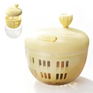 Salatschleuder, Salatschleuder klein mit Deckel zum Waschen & Trocknen von Gemüse, Obst