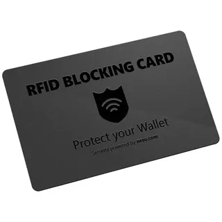Nero RFID NFC Blocker Karte | NFC Schutz & RFID Abschirmung | 1 Stück | Schutz vor Datendiebstahl für Kreditkarten, Bankkarten & Reisepässe | Schwarz