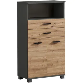 Schildmeyer Palermo Highboard 157647, Anthrazit/Artisan Eiche Dekor, 59,8 x x 110,5 cm,