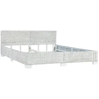 vidaXL Bettgestell Grau Natur Rattan 180x200 cm