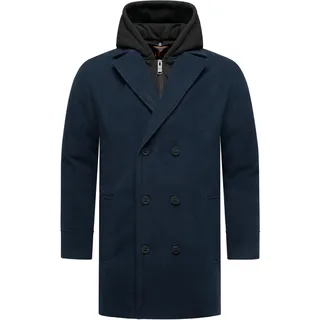 Wintermantel STONE HARBOUR "Trenchcoat Darioon XX", Herren, Gr. M, blau (navy), Obermaterial: 95% Polyester PES. 3% Viskose CV. 2% Elasthan EL. Obermaterial: Futter: 100% Polyester PES. 100% Polyester PES., Mäntel Wintermantel