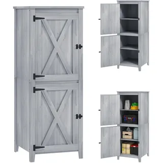 Outsunny Gartenschrank Holz 60x60x160cm , Hellgrau , 60x160x60 cm , Gartenzubehör, Geräteschuppen