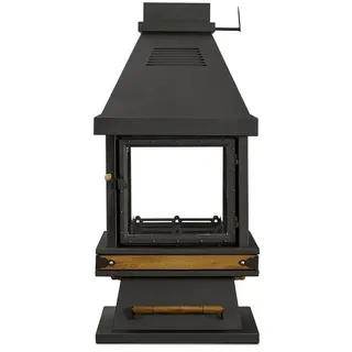aea Eleganter schwarzer Edelstahl-Holz-Kamin in modernem Design - Schwarz