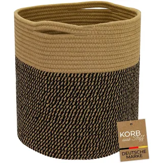 HMF Aufbewahrungskorb passend für KALLAX Regal, runder Korb mit versteckten Griffen, 31 x 31 cm, Schwarz-Honig