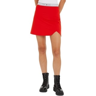 Tommy Jeans Damen Rock Logo Taping Mini Skirt Minirock, Rot (Deep Crimson), L