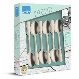 Amefa AUSTIN Espressolöffel 6-teilig | stylisches Design in Trendfarbe | Edelstahl mit PVD Champagner satiniert | 12 cm | Esspresso Löffel mini | Espressolöffel klein
