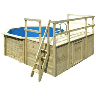 Karibu Achteckpool PORTO Set D 358 x 124 cm inkl. Sonnendeck