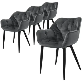 ML-Design Esszimmerstuhl Samt Anthrazit 4er Set