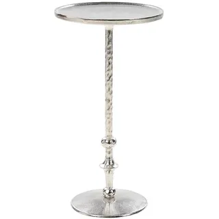 Beliani Beistelltisch silber rund 32 cm mit Säulenfuß Gedrechselte Optik Modern Einbeinig Wohnzimmer, Ausstattung Möbel Blumenständer - Silber
