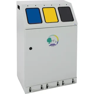 Stumpf Abfalltrennung Triplex 3-fach Sammler lichtgrau mit Fußhebel - 635-075-1-2-300