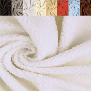 Fabrics-City weiß Teddy Plüsch Fellstoff, Lammfellimitat, Kunstfell, Kurzflor Fell für Nähen, Dekoration, Accessoires, Kinder, Damen, Herren, weich & kuschelig Stoff, 2552