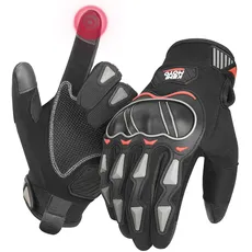 KEMIMOTO Motorradhandschuhe Herren, Motorrad Handschuhe mit Hartem Knöchelschutz, 2 Finger Touchscreen, Atmungsaktive Sporthandschuhe für Mountainbike, Fahrrad Roller, Motorcross, Klettern