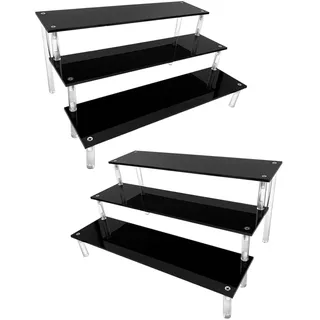 AZEAM Acryl Schwarz Riser Display Regal Ständer für Amiibo Funko Pops Figuren, Tischplatte Acryl Organizer für Nagellack Gewürz Kosmetik Kunsthandwerk Schmuckständer Cupcake Buffets Dessert Modell