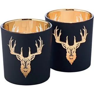 Edzard Teelichtglas Lio Glas Schwarz