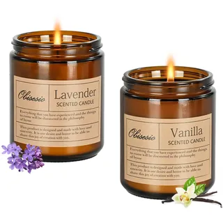 Obisesio Duftkerzen für Zuhause, 2 Pack Duftkerzen zum Stressabbau und Selbstpflege, Aromatherapie-Kerzen für Männer und Frauen zum Geburtstag, Soja-Kerzen für Schlaf (Lavender and Vanilla)