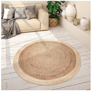 Paco Home »Viborg 594«, Rund Jute Boho, Ethno, Muster Modern, Handgefertigt Natur-Teppich beige