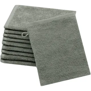 ZOLLNER 10er Set Waschlappen - weiche und saugstarke Waschhandschuhe - waschbar bis 95°C - Baumwolle - 16x21 cm in Taupe