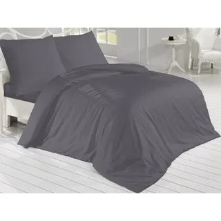 Französisches Leinen Satin 220x220, 70x90cm Anthrazit - Grau