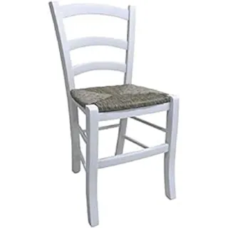 Dmora - Klassischer Holzstuhl, für Esszimmer, Küche oder Wohnzimmer, Made in Italy, 46x42h87 cm, Farbe Weiß